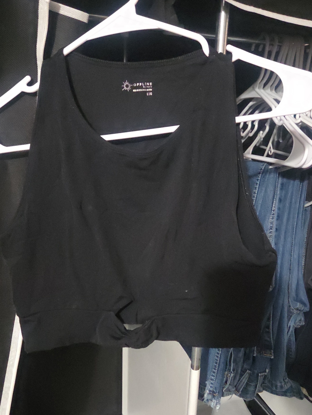 aerie Black Knot-Front Crop Tank